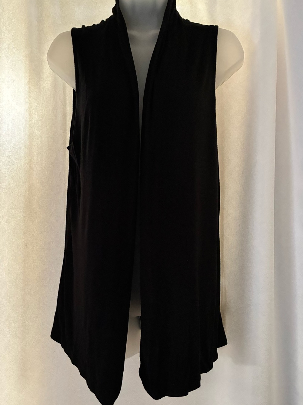 Anna Black Open-Front Draped Vest